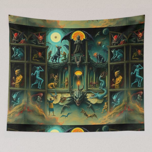 Item preview, The Denizen Demons of Hell a Hellscape classical painting designed and sold by Vintage Designs +.
