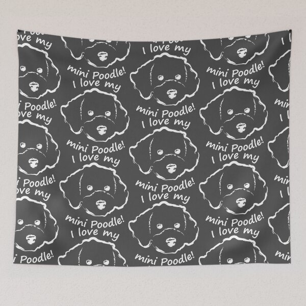 Item preview, I love my mini Poodle, minimalist line graphic in white designed and sold by BandR-Tees.