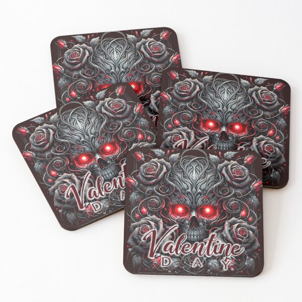 Item preview, Dark Gothic Valentine’s Day Skull with Red Roses designed and sold by Thaivi Design.