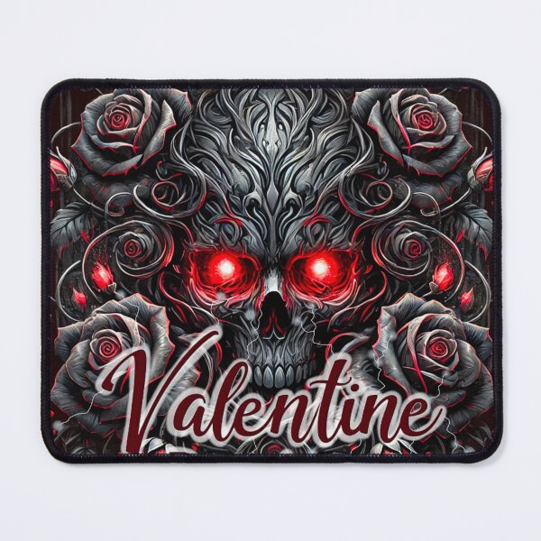 Item preview, Dark Gothic Valentine’s Day Skull with Red Roses designed and sold by Thaivi Design.
