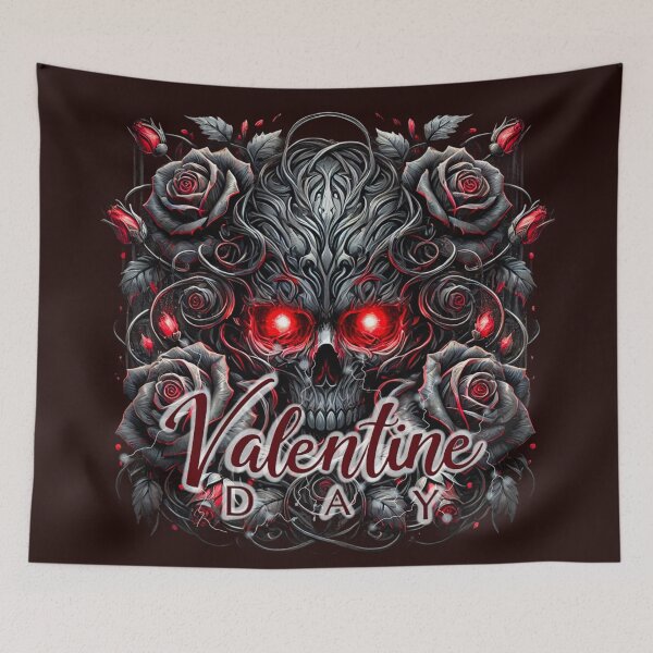 Item preview, Dark Gothic Valentine’s Day Skull with Red Roses designed and sold by Thaivi Design.