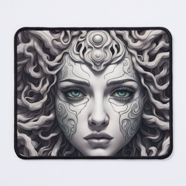Item preview, Monochrome portrait of a Medusa-like female  face. designed and sold by LCPcreations.