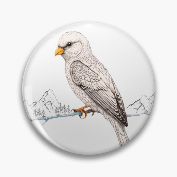 Item preview,  bird perched on branch The background is mountain lines. designed and sold by Glam-OOTD.