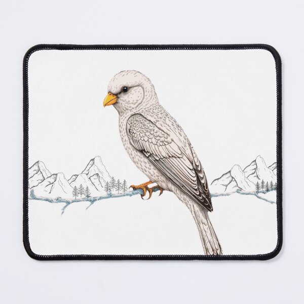 Item preview,  bird perched on branch The background is mountain lines. designed and sold by Glam-OOTD.