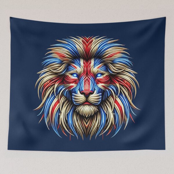 Item preview, Bold Lion with United Kingdom Flag Colors designed and sold by PawtopiaDesigns.