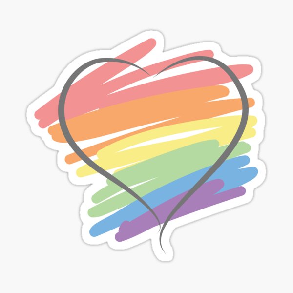 "Scribble Rainbow Heart" Sticker by BluArt422 Redbubble