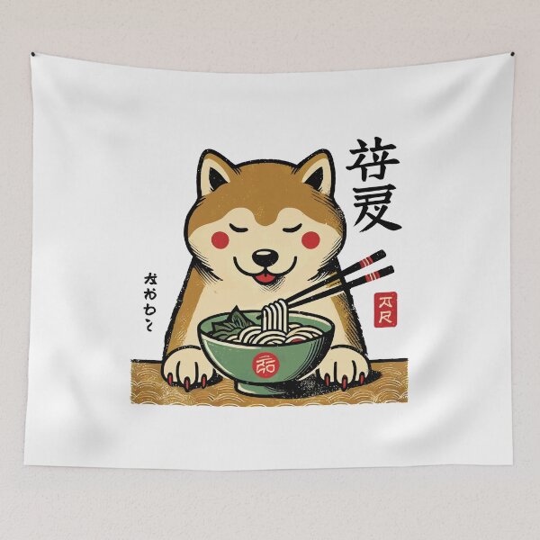 Item preview, Shiba Dog Ramen Noodles Ukiyo-e Style Kawaii designed and sold by LuminOrb.