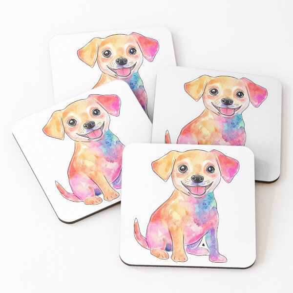 Item preview, Pegatina con ilustración de perro en acuarela de colores designed and sold by Paintings By Simon .