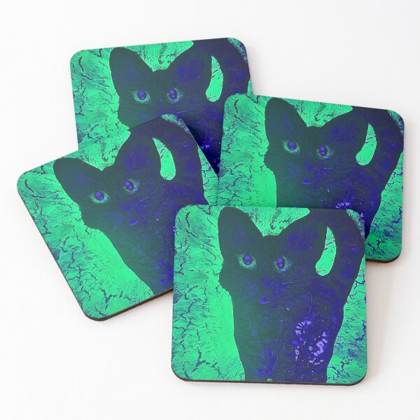 Item preview, Dark cat on neon green background designed and sold by PGKINART.