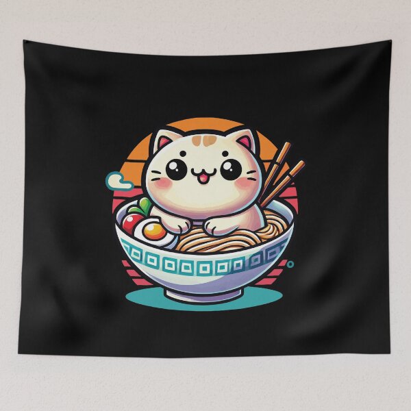 Item preview, Kawaii Ramen Cat Japanese Noodles Streetwear designed and sold by LuminOrb.