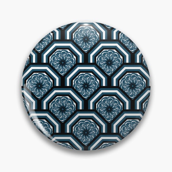Item preview, Deep Blue Octagonal Floral Pattern designed and sold by Kittaya Saemee.
