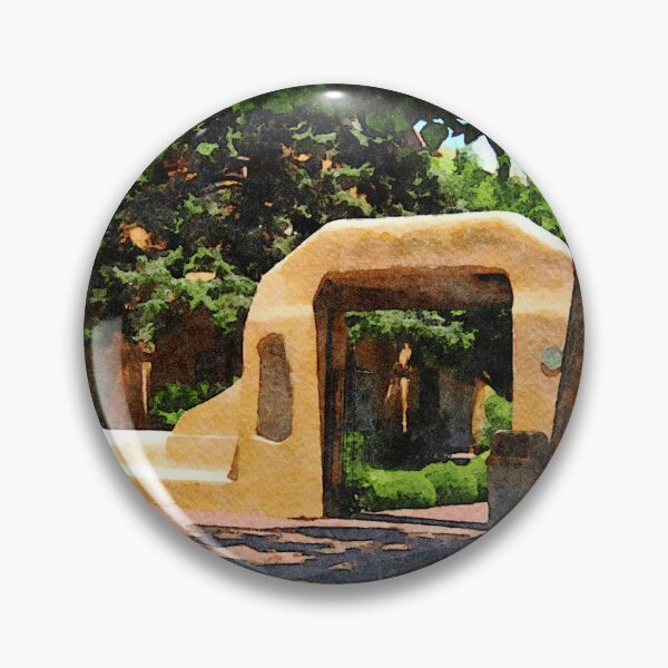 Item preview, Watercolor depiction of Old Town Albuquerque's distinctive architecture and lush greenery designed and sold by GestaltImagery.