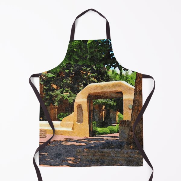 Item preview, Watercolor depiction of Old Town Albuquerque's distinctive architecture and lush greenery designed and sold by GestaltImagery.