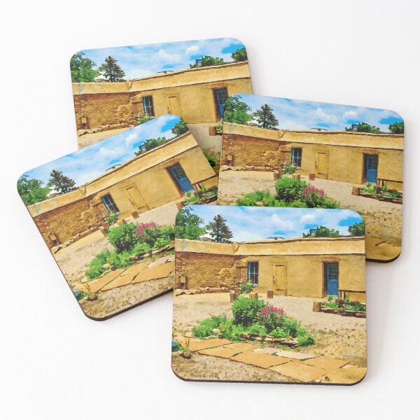 Item preview, Charming adobe courtyard in watercolor depicting Taos, New Mexico designed and sold by GestaltImagery.