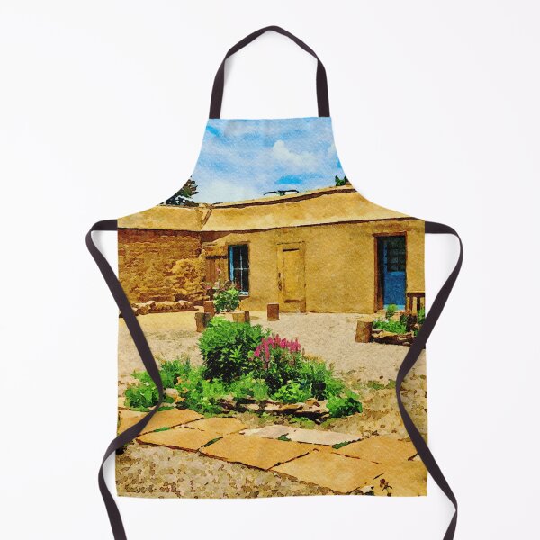 Item preview, Charming adobe courtyard in watercolor depicting Taos, New Mexico designed and sold by GestaltImagery.