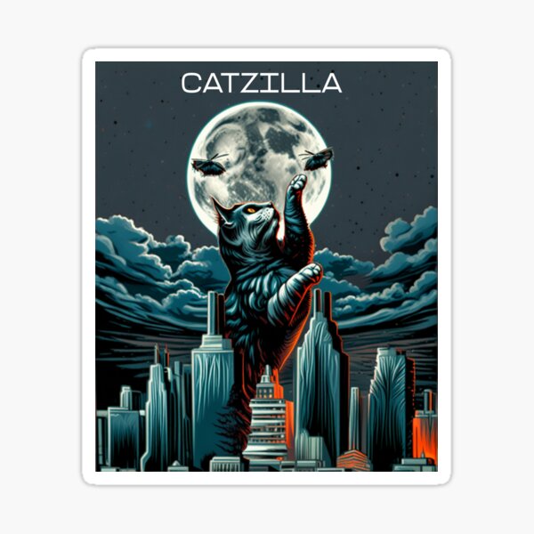 Vista previa del artículo con la obra «Catzilla», diseñado y vendido por Stinkdogz.
