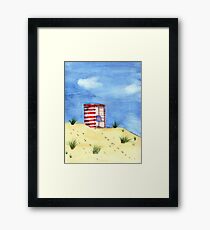Hot Summer Day at the Beach Watercolor Painting Framed Print