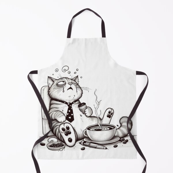Item preview, lazy cat drinking coffee designed and sold by Wild Whiskers Studio.