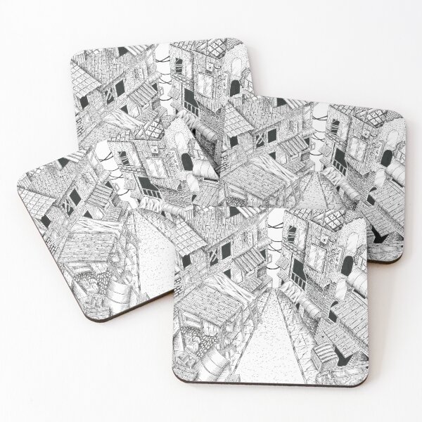 Item preview, Shanty street in black and white  designed and sold by EdwardGeorgeArt.