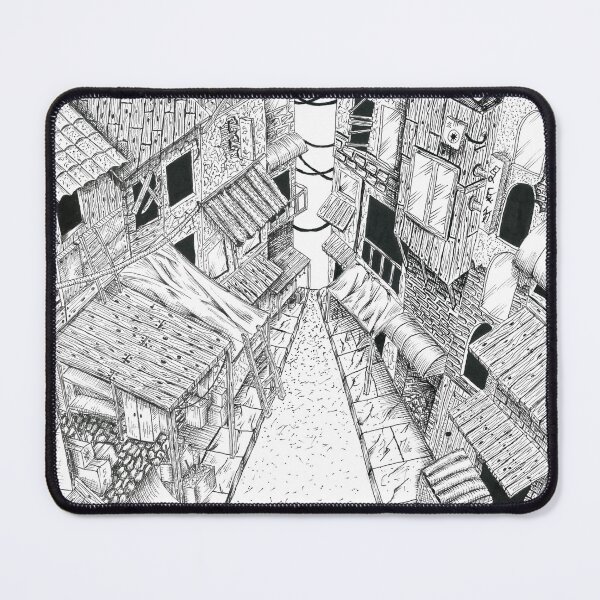 Item preview, Shanty street in black and white designed and sold by EdwardGeorgeArt.