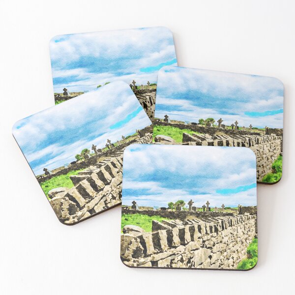 Item preview, Watercolor painting of a historic cemetery on Inishmore, Aran Islands designed and sold by GestaltImagery.