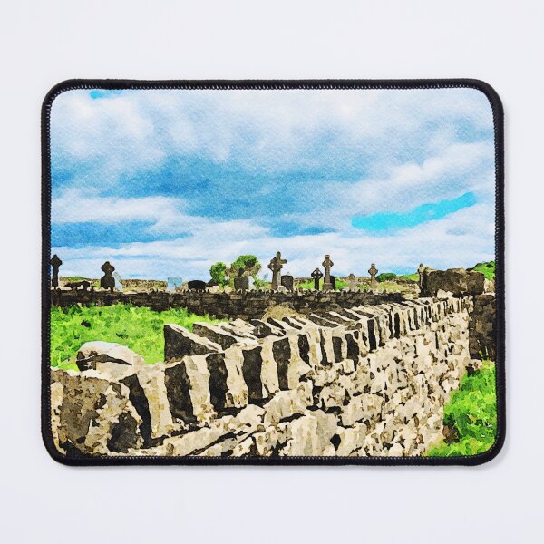 Item preview, Watercolor painting of a historic cemetery on Inishmore, Aran Islands designed and sold by GestaltImagery.