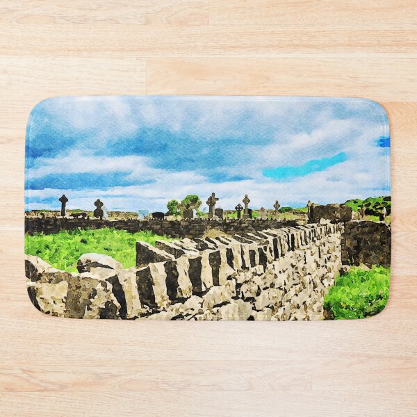 Item preview, Watercolor painting of a historic cemetery on Inishmore, Aran Islands designed and sold by GestaltImagery.