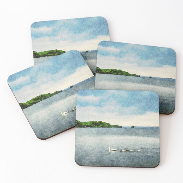 Item preview, Serene watercolor of swans on Lough Leane in County Kerry, Ireland designed and sold by GestaltImagery.