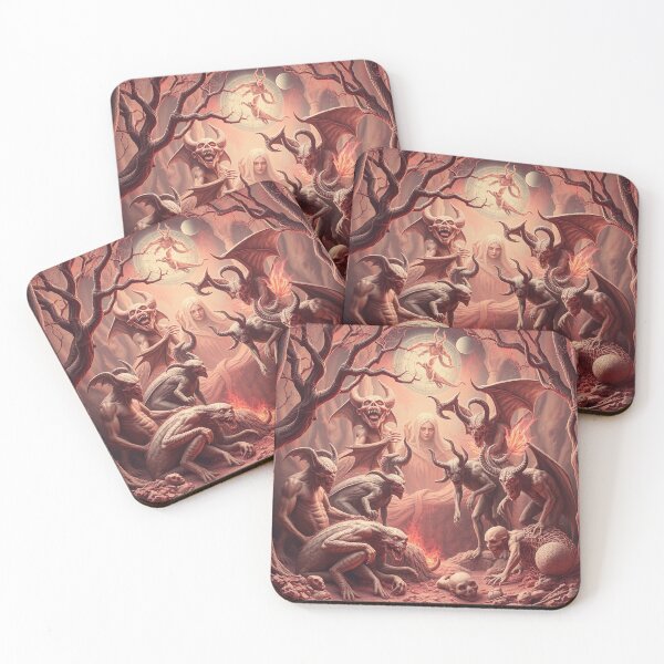 Item preview, The Denizen Demons of Hell a Hellscape classical painting designed and sold by Vintage Designs +.