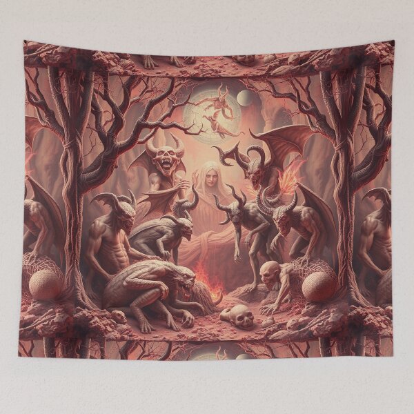 Item preview, The Denizen Demons of Hell a Hellscape classical painting designed and sold by Vintage Designs +.