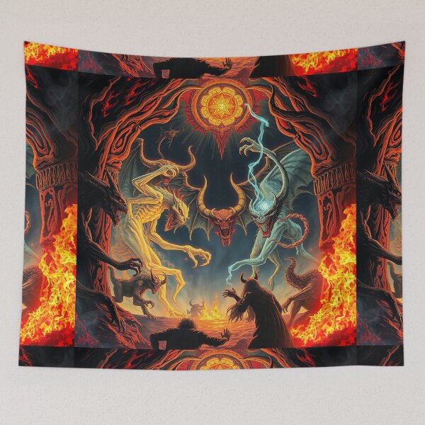 Item preview, The Denizen Demons of Hell a Hellscape classical painting designed and sold by Vintage Designs +.