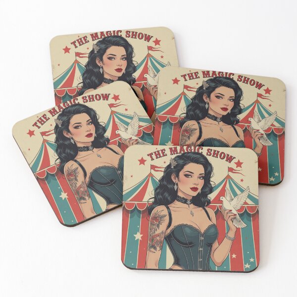 Item preview, The Magic Show rustic Magic Circus Poster with beautiful Tattooed Girl designed and sold by Vintage Designs +.