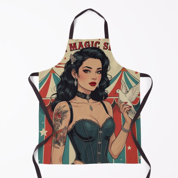 Item preview, The Magic Show rustic Magic Circus Poster with beautiful Tattooed Girl designed and sold by Vintage Designs +.