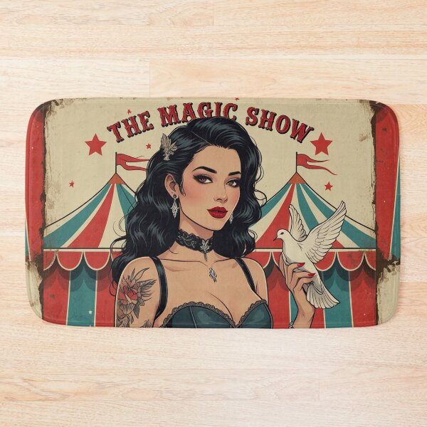Item preview, The Magic Show rustic Magic Circus Poster with beautiful Tattooed Girl designed and sold by Vintage Designs +.