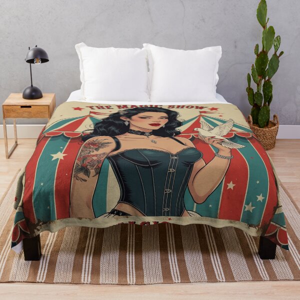Item preview, The Magic Show rustic Magic Circus Poster with beautiful Tattooed Girl designed and sold by Vintage Designs +.