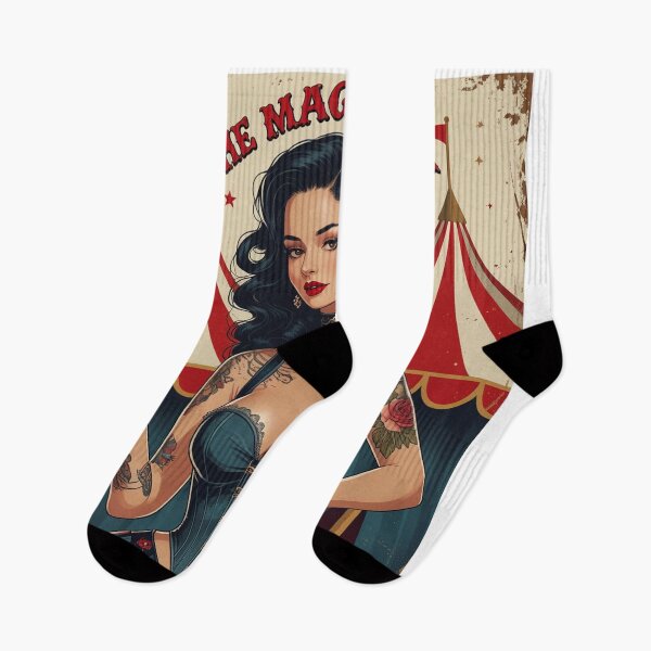 Item preview,  The Magic Show rustic Magic Circus Poster with beautiful Tattooed Girl designed and sold by Vintage Designs +.