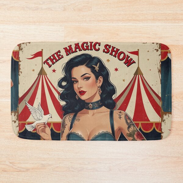 Item preview,  The Magic Show rustic Magic Circus Poster with beautiful Tattooed Girl designed and sold by Vintage Designs +.
