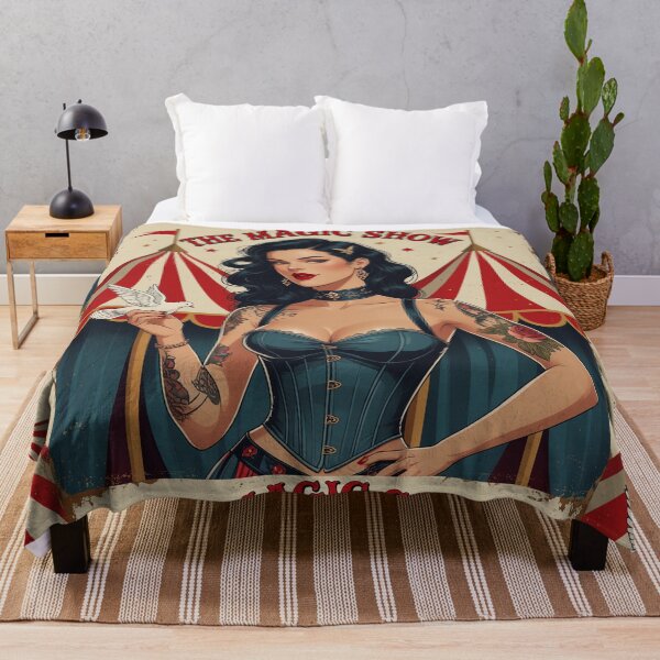 Item preview, The Magic Show rustic Magic Circus Poster with beautiful Tattooed Girl designed and sold by Vintage Designs +.