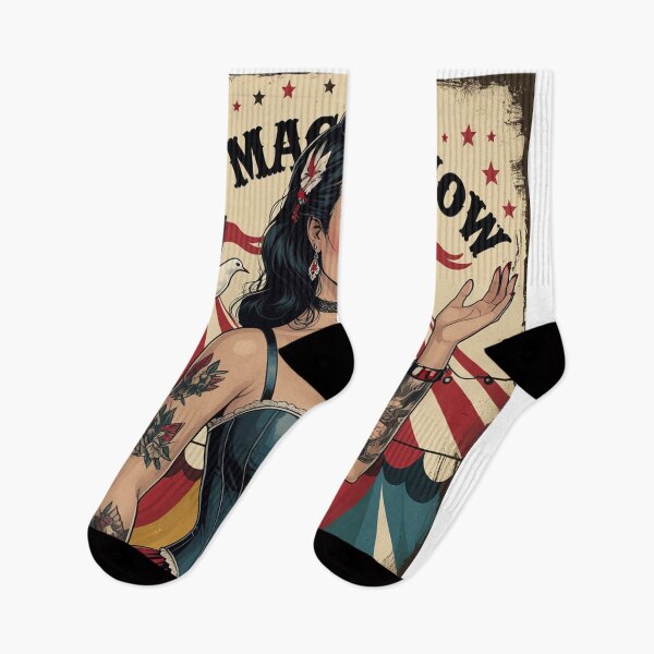 Item preview,  The Magic Show rustic Magic Circus Poster with beautiful Tattooed Girl designed and sold by Vintage Designs +.