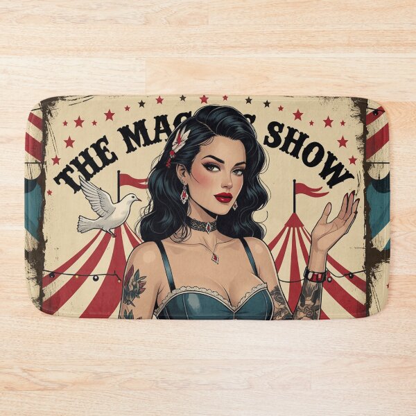 Item preview,  The Magic Show rustic Magic Circus Poster with beautiful Tattooed Girl designed and sold by Vintage Designs +.