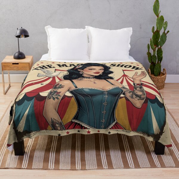 Item preview, The Magic Show rustic Magic Circus Poster with beautiful Tattooed Girl designed and sold by Vintage Designs +.