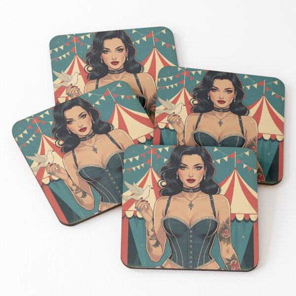 Item preview, The Magic Show rustic Magic Circus Poster with beautiful Tattooed Girl designed and sold by Vintage Designs +.