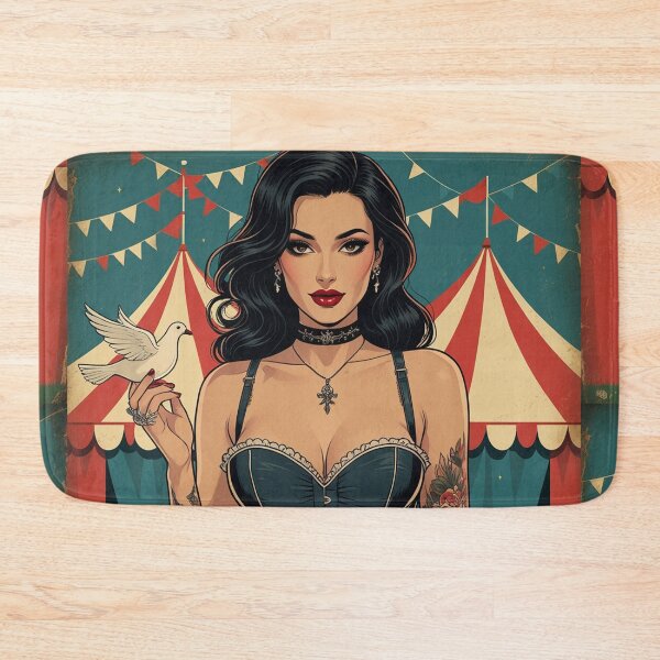 Item preview, The Magic Show rustic Magic Circus Poster with beautiful Tattooed Girl designed and sold by Vintage Designs +.