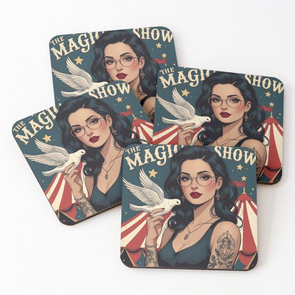 Item preview,  The Magic Show rustic Magic Circus Poster with beautiful Tattooed Girl designed and sold by Vintage Designs +.