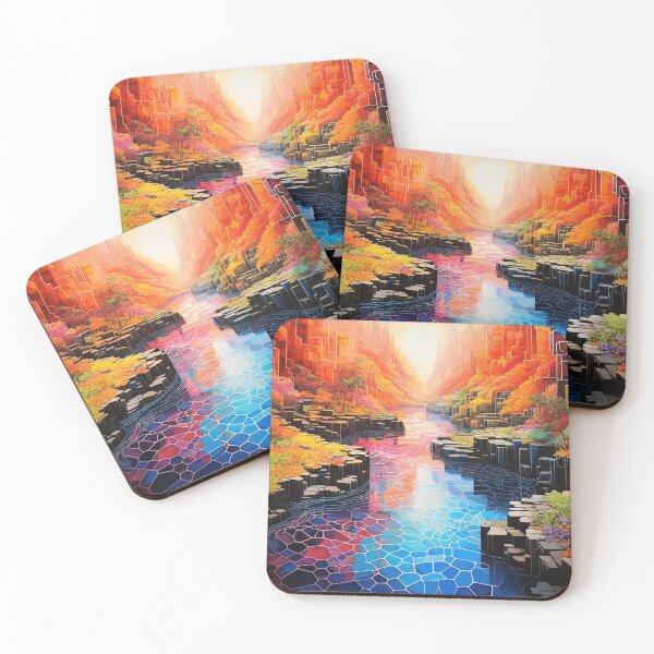 Item preview, Autumn forest with river at sunrise - Landscape photo designed and sold by TheArtistOf2022.