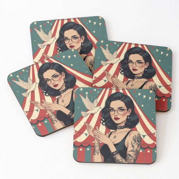 Item preview,  The Magic Show rustic Magic Circus Poster with beautiful Tattooed Girl designed and sold by Vintage Designs +.