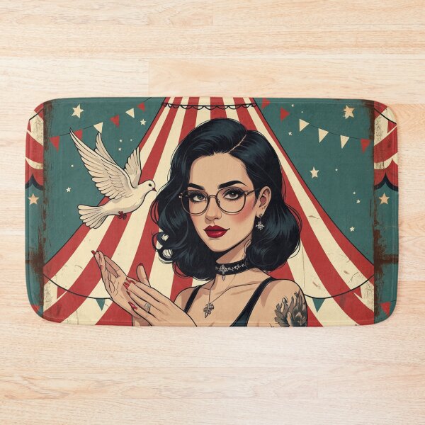 Item preview,  The Magic Show rustic Magic Circus Poster with beautiful Tattooed Girl designed and sold by Vintage Designs +.