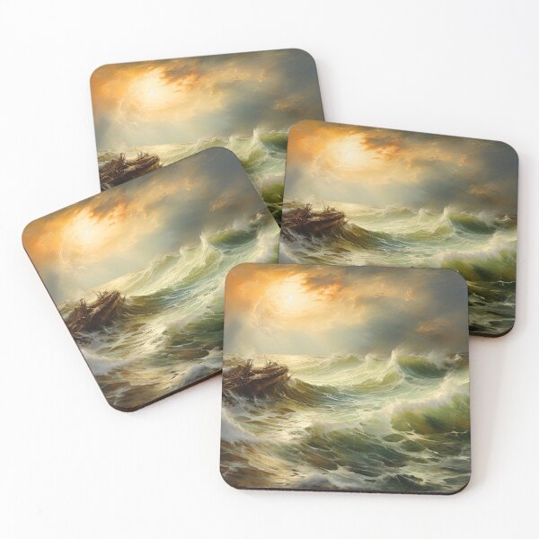 Item preview, Sandy tropical beach at sunset - Landscape painting designed and sold by TheArtistOf2022.