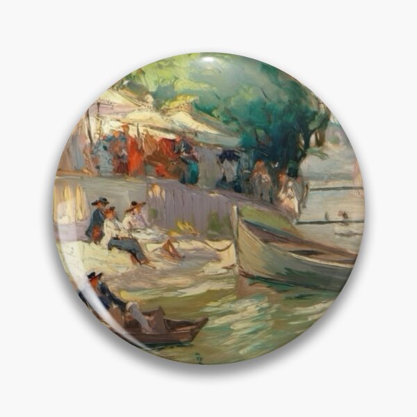 Aperçu de l'œuvre Peinture impressionniste de scène fluviale | Sud de la France et loisirs au bord de l'eau créée et vendue par CARRAANN.