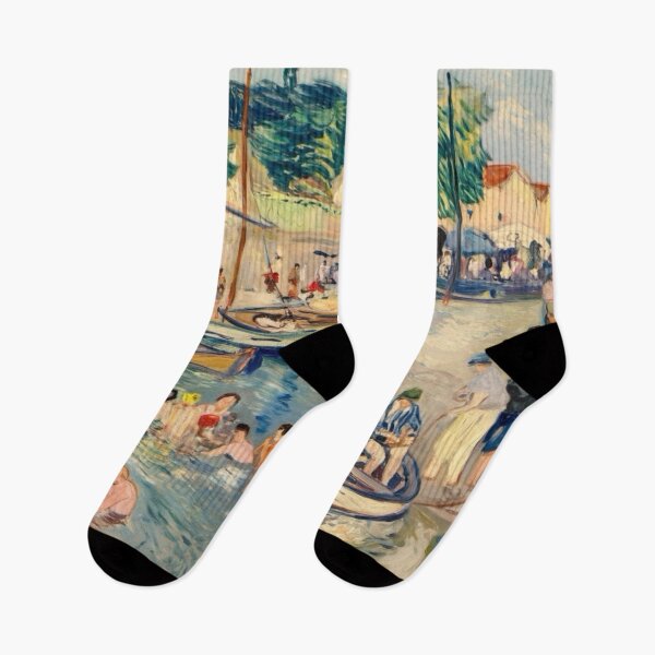 Item preview, Impressionist River Bathing Scene | Southern France Leisure Painting. Art By Carraann  designed and sold by CARRAANN.